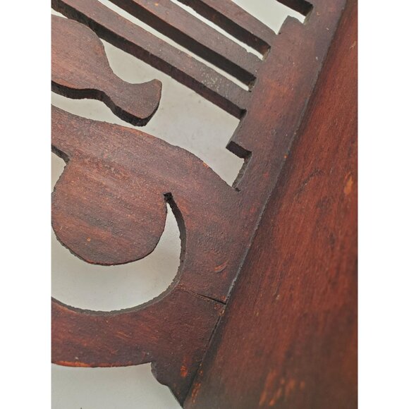 Hand Carved Wood Ornate Wall Shelf,Candlestick,Bohemian Home Decor,Carved Wood - Picture 8 of 10